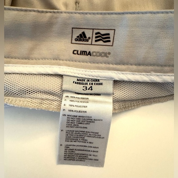 Adidas Men’s ClimaCool Golf 3-Strip Flat Front Stretch Shorts Beige (Size- 34 - Picture 7 of 8